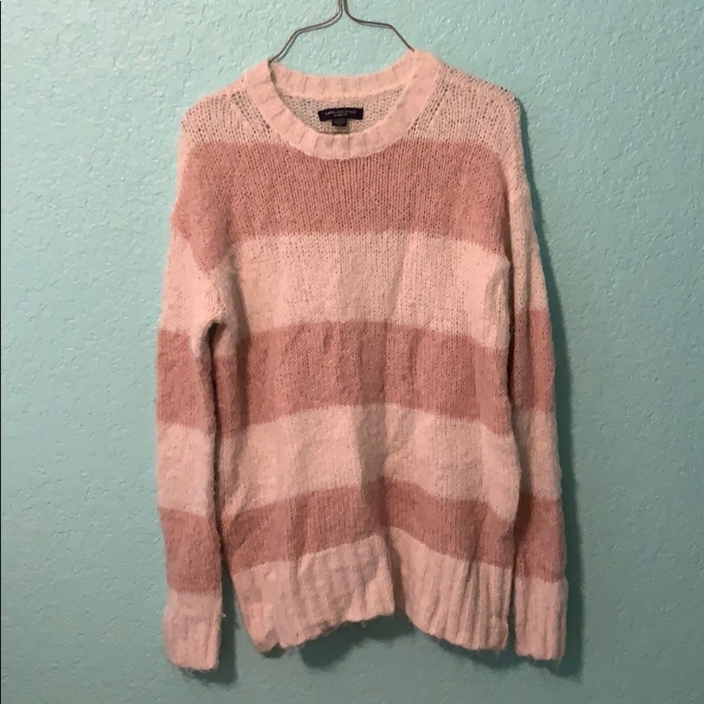pink and cream sweater
